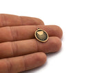 Brass Oval Charm, 2 Raw Brass Oval Charms With 1 Loop, Copper Sun Findings, Copper Sun Rising (20x15x1.7mm) N2369