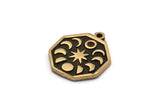 Brass Octagon Charm, 2 Raw Brass Octagon Charms With 1 Loop, Copper Moon Phases Findings, Copper Star Findings (19x16x1.4mm) N2331