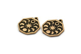 Brass Octagon Charm, 2 Raw Brass Octagon Charms With 1 Loop, Copper Moon Phases Findings, Copper Star Findings (19x16x1.4mm) N2331