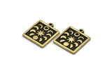 Brass Square Charm, 2 Raw Brass Square Charms With 1 Loop, Moon Phases Findings, Star Findings (18x16x1.4mm) N2355