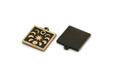 Brass Square Charm, 2 Raw Brass Square Charms With 1 Loop, Copper Moon Phases Findings, Copper Star Findings (18x16x1.4mm) N2356
