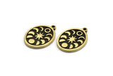 Brass Oval Charm, 2 Raw Brass Oval Charms With 1 Loop, Moon Phases Findings, Star Findings (20x15x1.4mm) N2349