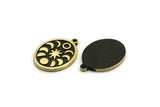Brass Oval Charm, 2 Raw Brass Oval Charms With 1 Loop, Moon Phases Findings, Star Findings (20x15x1.4mm) N2349