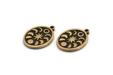 Brass Oval Charm, 2 Raw Brass Oval Charms With 1 Loop, Copper Moon Phases Findings, Copper Star Findings (20x15x1.4mm) N2350