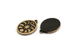 Brass Oval Charm, 2 Raw Brass Oval Charms With 1 Loop, Copper Moon Phases Findings, Copper Star Findings (20x15x1.4mm) N2350