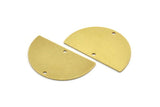 Semi Circle Charm, 4 Raw Brass Half Moon Charms With 2 Holes, Stamping Blank (33x20x0.80mm) A6781