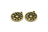 Brass Round Charm, 2 Raw Brass Round Charms With 1 Loop, Moon Phases Findings, Star Findings (19x16x1.5mm) N2324