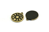 Brass Round Charm, 2 Raw Brass Round Charms With 1 Loop, Moon Phases Findings, Star Findings (19x16x1.5mm) N2324