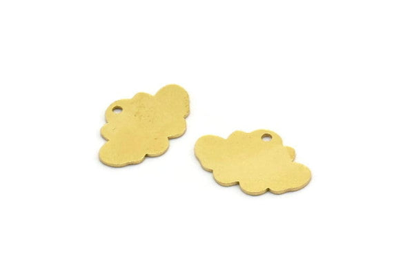 Brass Cloud Charm, 12 Raw Brass Cloud Charms With 1 Hole, Earring Charms (17x11x0.60mm) A6778