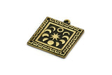 Brass Square Charm, Raw Brass Square Charm With 1 Loop, Moon Phases Findings, Star Findings (26x23x1.5mm) N2345