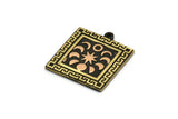 Brass Square Charm, Raw Brass Square Charm With 1 Loop, Copper Moon Phases Findings, Copper Star Findings (26x23x1.5mm) N2346