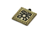 Brass Square Charm, Raw Brass Square Charm With 1 Loop, White Brass Moon Findings, White Brass Moon Phases Charms (26x23x1.5mm) N2347