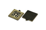 Brass Square Charm, Raw Brass Square Charm With 1 Loop, White Brass Moon Findings, White Brass Moon Phases Charms (26x23x1.5mm) N2347
