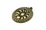 Brass Oval Charm, Raw Brass Oval Charm With 1 Loop, Moon Phases Findings, Star Findings (30x23x1.5mm) N2317