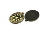 Brass Oval Charm, Raw Brass Oval Charm With 1 Loop, Moon Phases Findings, Star Findings (30x23x1.5mm) N2317