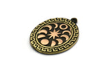 Brass Oval Charm, Raw Brass Oval Charm With 1 Loop, Copper Moon Phases Findings, Copper Star Findings (30x23x1.5mm) N2319