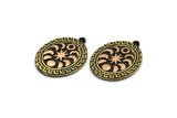 Brass Oval Charm, Raw Brass Oval Charm With 1 Loop, Copper Moon Phases Findings, Copper Star Findings (30x23x1.5mm) N2319
