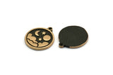 Brass Round Charm, 2 Raw Brass Round Charms With 1 Loop, Copper Cloud Findings, Copper Moon And Star Findings (19x16x1.4mm) N2337