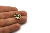 Brass Oval Charm, 2 Raw Brass Oval Charms With 1 Loop, Cloud Findings, Moon And Star Findings (20x15x1.4mm) N2314