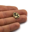 Brass Oval Charm, 2 Raw Brass Oval Charms With 1 Loop, Copper Cloud Findings, Copper Moon And Star Findings (20x15x1.4mm) N2315