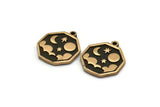 Brass Octagon Charm, 2 Raw Brass Octagon Charms With 1 Loop, Copper Cloud Findings, Copper Moon And Star Findings (20x16x1.5mm) N2334
