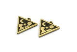 Brass Triangle Charm, 2 Raw Brass Triangle Charms With 1 Loop, Cloud Findings, Moon And Star Findings (20x18x1.4mm) N2339