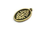 Brass Oval Charm, 2 Raw Brass Oval Charms With 1 Loop, Motif Findings, Ethnic Motif Charms (22x13x1.4mm) N2311
