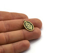 Brass Oval Charm, 2 Raw Brass Oval Charms With 1 Loop, Motif Findings, Ethnic Motif Charms (22x13x1.4mm) N2311