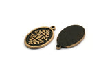 Brass Oval Charm, 2 Raw Brass Oval Charms With 1 Loop, Copper Motif Findings, Copper Ethnic Motif Charms (22x13x1.4mm) N2312