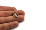 Brass Oval Charm, 2 Raw Brass Oval Charms With 1 Loop, Copper Motif Findings, Copper Ethnic Motif Charms (22x13x1.4mm) N2312
