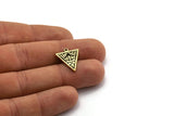 Brass Triangle Charm, 4 Raw Brass Triangle Charms With 1 Loop, Motif Findings, Ethnic Motif Charms (19x16x1.5mm) N2302