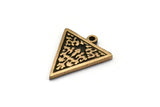 Brass Triangle Charm, 4 Raw Brass Triangle Charms With 1 Loop, Copper Motif Findings, Copper Ethnic Motif Charms (19x16x1.5mm) N2303
