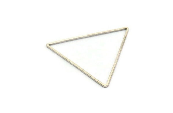 Silver Triangle Charm, 8 Antique Silver Plated Brass Triangle Rings, Findings (44x39x1mm) D993 H0961