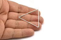 Silver Triangle Charm, 8 Antique Silver Plated Brass Triangle Rings, Findings (44x39x1mm) D993 H0961