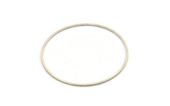 57mm Circle Connectors - 6 Antique Silver Plated Brass Circle Connectors (57x1.3x1mm) A6098 H0762