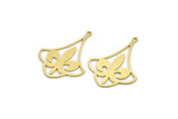Brass Charm, 6 Raw Brass Ethnic Motif Charms With 1 Loop, Earring Charms, Pendant Charms (34x24x0.60mm) A6700