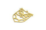 Brass Bird Charm, 4 Raw Brass Owl Shaped Charms With 1 Loop (30x25x0.60mm) A6630