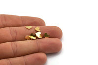 Brass Heart Charm, 100 Raw Brass Tiny Heart Charms With 1 Hole, Findings (6x7x0.60mm) A6723