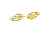 Brass Bird Charm, 8 Raw Brass Owl Shaped Charms With 1 Loop (33x19x0.60mm) A6629
