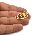 Brass Bird Charm, 8 Raw Brass Owl Shaped Charms With 1 Loop (33x19x0.60mm) A6629