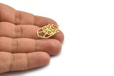 Brass Bird Charm, 10 Raw Brass Owl Shaped Charms With 1 Loop (28x16x0.60mm) A6631