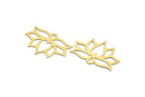 Brass Flower Charm, 4 Raw Brass Lotus Flower Charms, Findings (26x36x0.60mm) A6697
