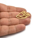 Brass Bird Charm, 12 Raw Brass Owl Shaped Charms With 1 Loop (27x22x0.60mm) A6628