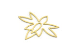 Brass Flower Charm, 4 Raw Brass Flower Charms, Charm Pendants, Findings (32x40x0.60mm) A6702