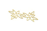 Brass Flower Charm, 4 Raw Brass Flower Charms, Charm Pendants, Findings (32x40x0.60mm) A6702