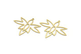 Brass Flower Charm, 4 Raw Brass Flower Shaped Charms With 1 Loop, Findings (34x40x0.60mm) A6701
