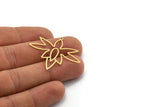 Brass Flower Charm, 4 Raw Brass Flower Shaped Charms With 1 Loop, Findings (34x40x0.60mm) A6701