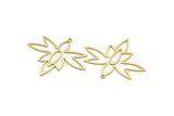 Brass Flower Charm, 4 Raw Brass Flower Shaped Charms With 1 Loop, Findings (34x40x0.60mm) A6701