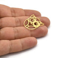 Brass Bird Charm, 8 Raw Brass Owl Shaped Charms With 1 Loop (27.5x23.5x0.60mm) A6626