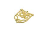 Brass Bird Charm, 10 Raw Brass Owl Shaped Charms With 1 Loop (26x22x0.60mm) A6627